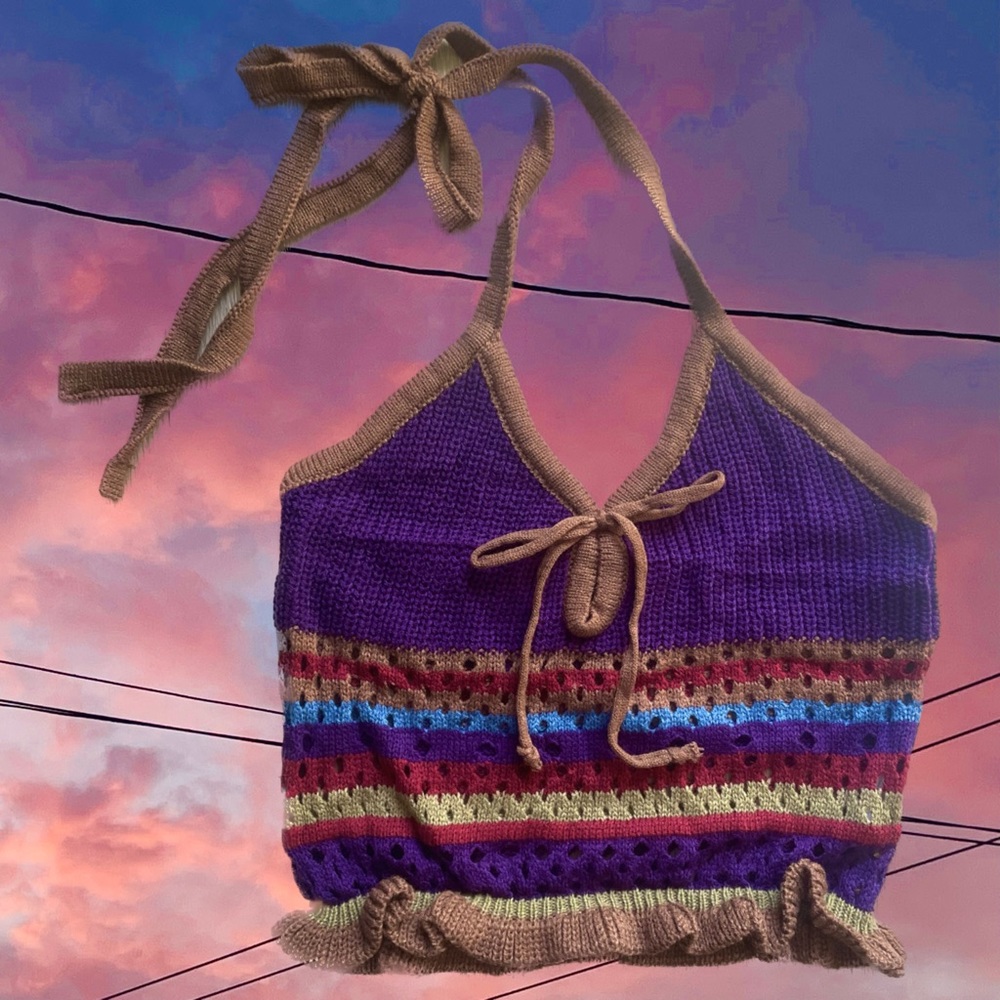 multicolor crochet halter top